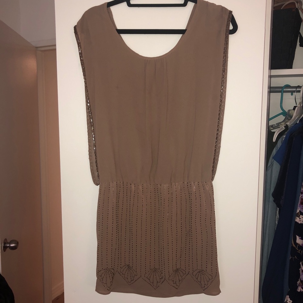 Beaded Beige Party Dress - Flapper Dress!